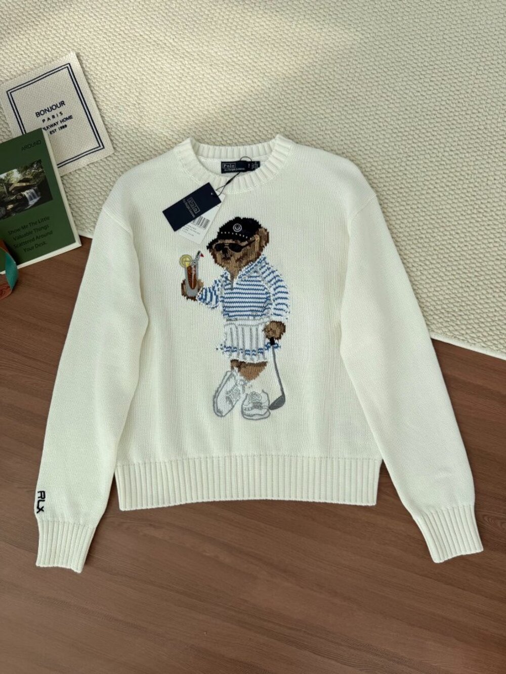 Polo Ralph Lauren Polo Bear Ski Bear White Knit Sweater